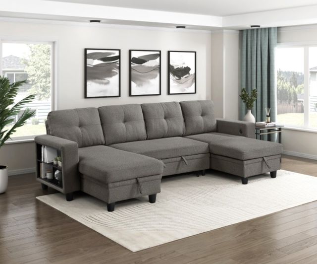 Homelegance® Robinson 4-Piece Gray U-Shape Sectional and Chaise-1