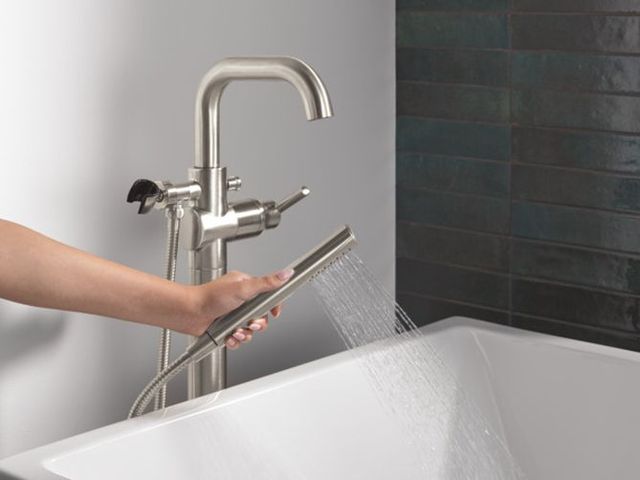 Delta Trinsic® Stainless Floor Mount Tub Filler-1