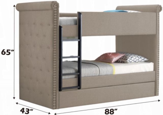 ACME Furniture Ramona II Beige Youth Twin Over Twin Bunk Bed with Trundle-2