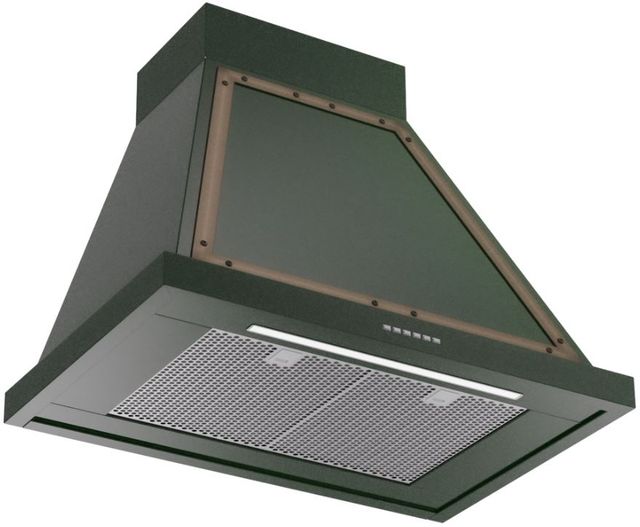 Ilve® Nostalgie II Noblesse 30" Emerald Green Wall Mounted Range Hood with Burnished Trim-1