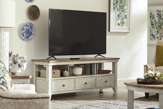 Hammary® Chambers Medium Brown Entertainment Console with Chalk White Base-1