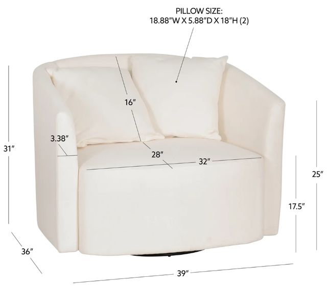 Powell® Ruby White Sherpa Swivel Chair-2