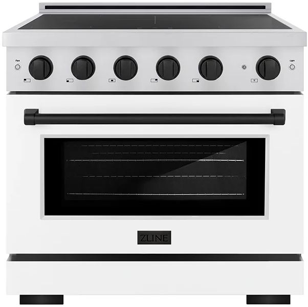 ZLINE Autograph Edition Paramount 36" Stainless Steel Pro Style Induction Range with White Matte Door and Matte Black Accents-0