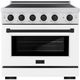 ZLINE Autograph Edition Paramount 36" Stainless Steel Pro Style Induction Range with White Matte Door and Matte Black Accents-0