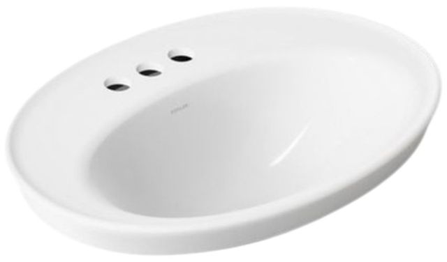 Kohler Serif® White 22.25" Oval Drop-In Bathroom Sink 3-Holes-0