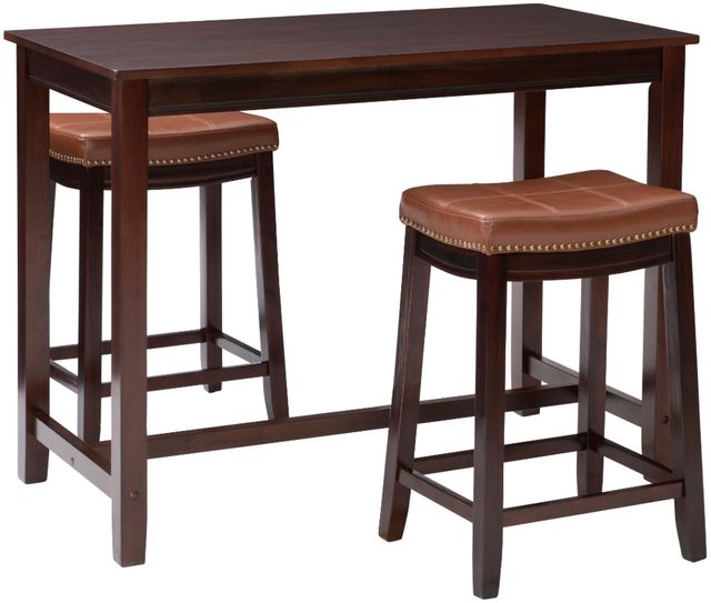 Linon Claridge 3-Piece Brown/Cognac Counter Table Set-0