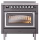 Ilve® Nostalgie II Noblesse 36'' Graphite Matte Pro Style Induction Range with Chrome Trim-1