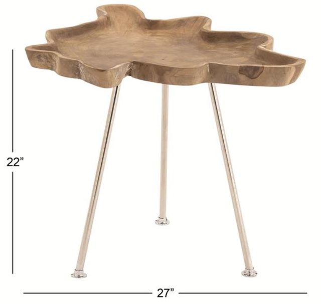Deco Marche Brown Accent Table with Silver Base-2