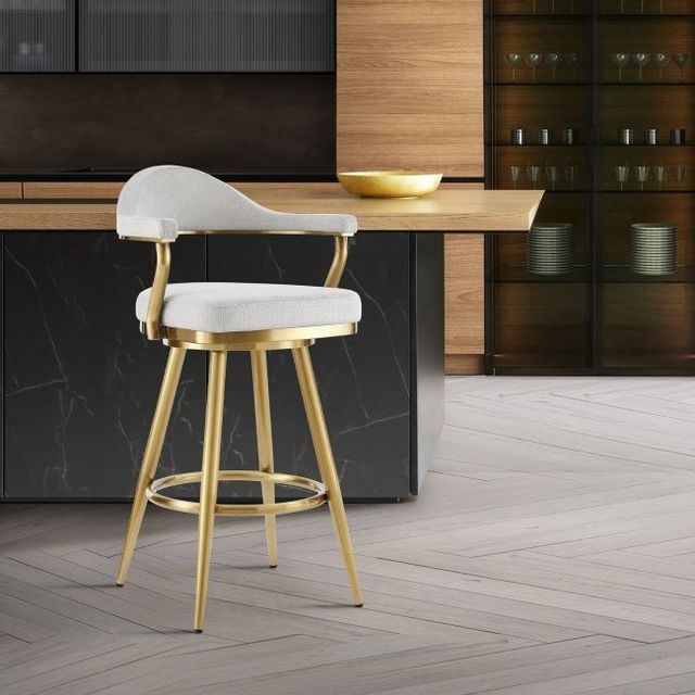 Armen Living Justin Gold/Silver Swivel Counter Stool-1