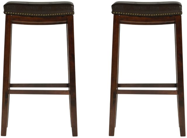 Linon Claridge 2-Piece Mottled Brown Bar Stool Set-2