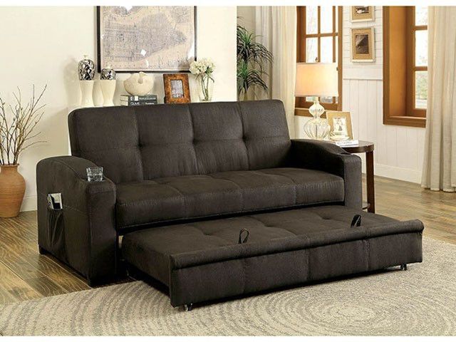 Furniture of America® Mavis Dark Brown Futon Sofa-2