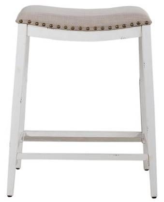 Liberty Furniture Vintage Antique White Backless Counter Stool-1
