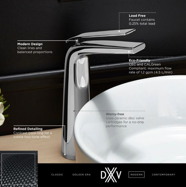 DXV Modulus Polished Chrome Single Handle Vessel Bathroom Faucet with Lever Handle-3