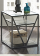Liberty Furniture Arista Cobblestone Glass Top End Table with Black Metal Frames-1