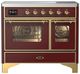 Ilve® Majestic III 40" Burgundy Pro Style Induction Range with Triple Glass Door and Brass Trim-0