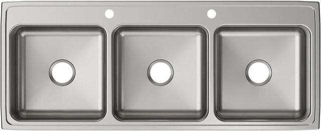 Elkay Lustertone® Classic Lustrous Satin 54" x 22" x 10-1/8" 2-Hole Triple Bowl Drop-In Sink-1