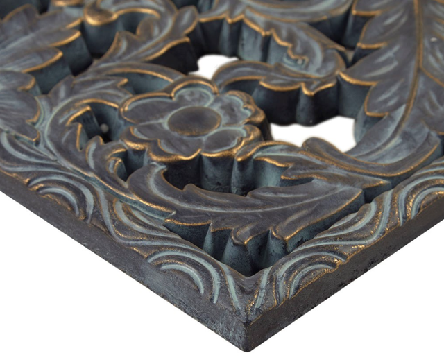 Olliix by Madison Park Botanical Panel 2 Piece Antique Blue Carved Wall Set-2