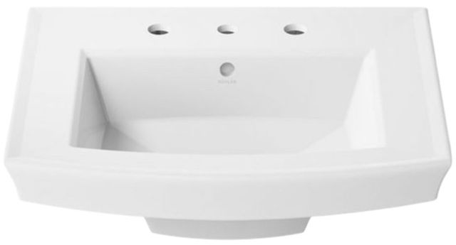 Kohler Archer® White 24" Widespread Rectangular Pedestal Bathroom Sink-4