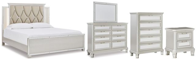 Signature Design by Ashley® Lindenfield 5-Piece Silver King Panel Bed Set-0
