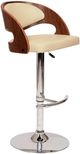 Armen Living Malibu Chrome/Cream/Walnut Adjustable Bar Stool-0