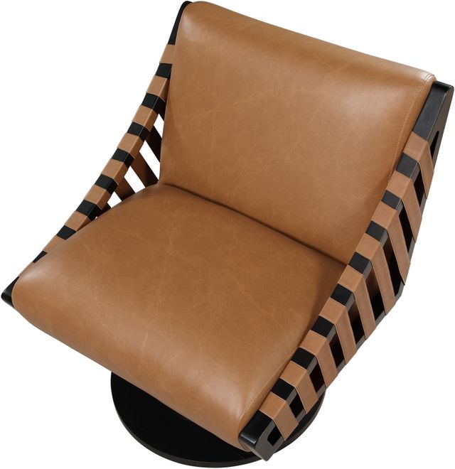 Meridian Furniture Millwin Cognac/Black Vegan Leather Swivel Accent Chair-3