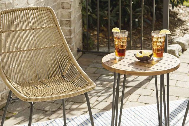 Signature Design by Ashley® Coral Sand 3-Piece Light Brown/Black Outdoor Conversation Set-4