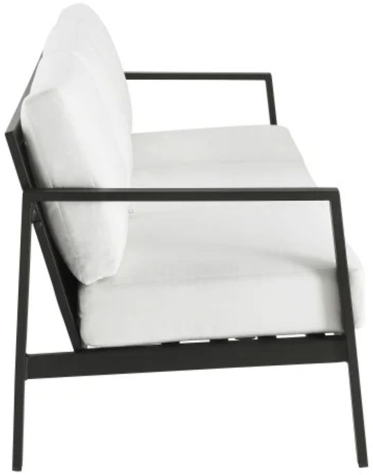 Linon Alora White/Black Aluminum/Fabric Outdoor 3-Seater Sofa-3
