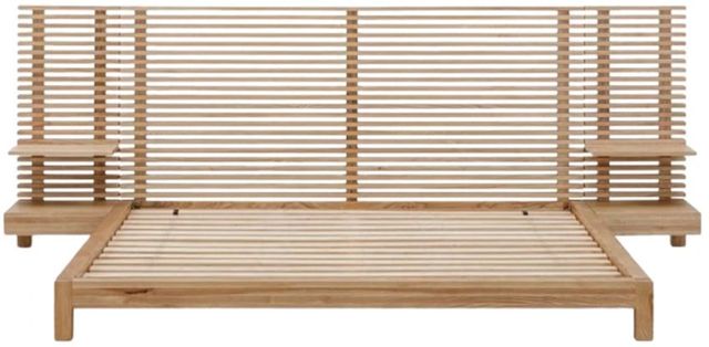 Modus Furniture Tanner Flaxen Wall Full Panel Bed with Integrated Nightstands-3