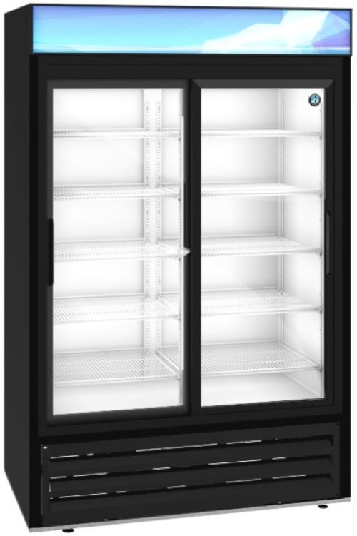 Hoshizaki 51" 38.3 Cu. Ft. Black Painted Aluminum Two Section Glass Door Merchandiser Refrigerator-1