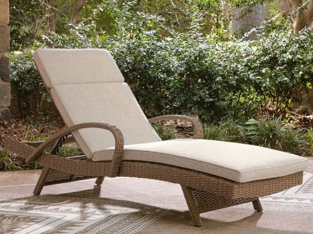 Signature Design by Ashley® Laguna Heights Beige-Gray Fabric/Resin Wicker Outdoor Chaise Lounge-1