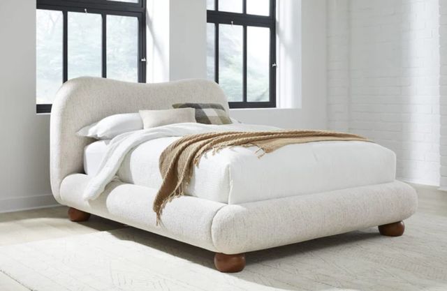 Modus Furniture Anansi Afra Chinchilla Queen Upholstered Platform Bed-1
