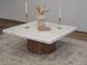 International Furniture Direct Sahara Cream Top Square Cocktail Table with Caramel Brown Base-1