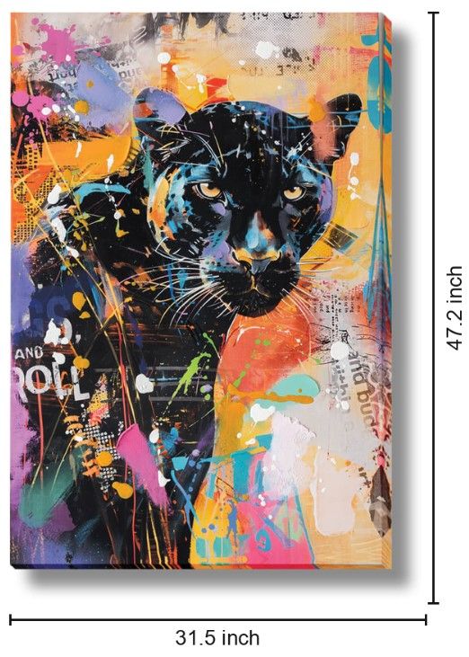 Classy Living Expressive Electrified Urban Panther Wall Art-2