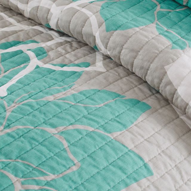 Olliix by Madison Park 6 Piece Aqua Full/Queen Lola Reversible Cotton Printed Coverlet Set-4