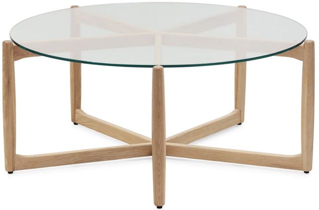 Moe's Home Collection Hetta Glass Top Coffee Table with Natural Oak Base-1