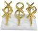 A & B Home Gold/White Banswara Marble Tic Tac Toe Decorative Object-1