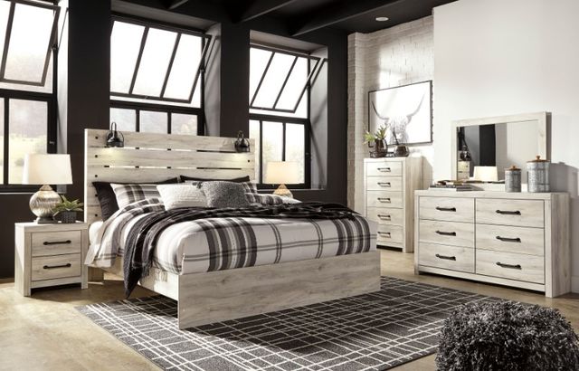 Signature Design by Ashley® Cambeck 4-Piece Whitewash Queen Panel Headboard Bed Set-5
