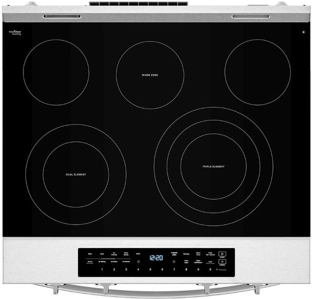 Whirlpool® 30" Fingerprint Resistant Stainless Steel Slide-In Electric Range with Air Cooking Technology, No Preheat Air Fry, WipeClean™ Coating, Steam/Self Clean and High Speed Preheat-3