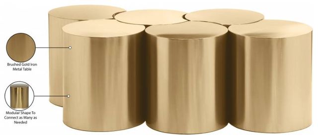 Meridian Furniture Dimple 6-Piece Gold 16" Modular Nesting Coffee Table Set-3