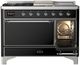 Ilve® Majestic III 48" Glossy Black Pro Style Dual Fuel Liquid Propane Range with French Top and Chrome Trim-3