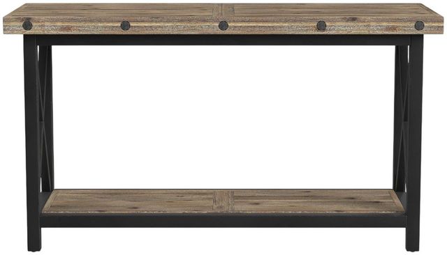 Flexsteel® Carpenter Light Brown Sofa Table with Black Metal Frame-1