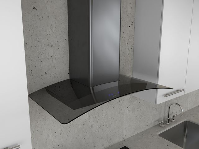 Zephyr Core Collection Ravenna 36" Black Stainless Steel/Smoke Gray Glass Wall Mounted Range Hood-1
