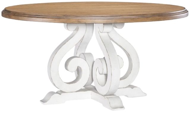 Legacy Classic Vintage Market Barnwood Oak Dining Table with Picket Fence Base-0