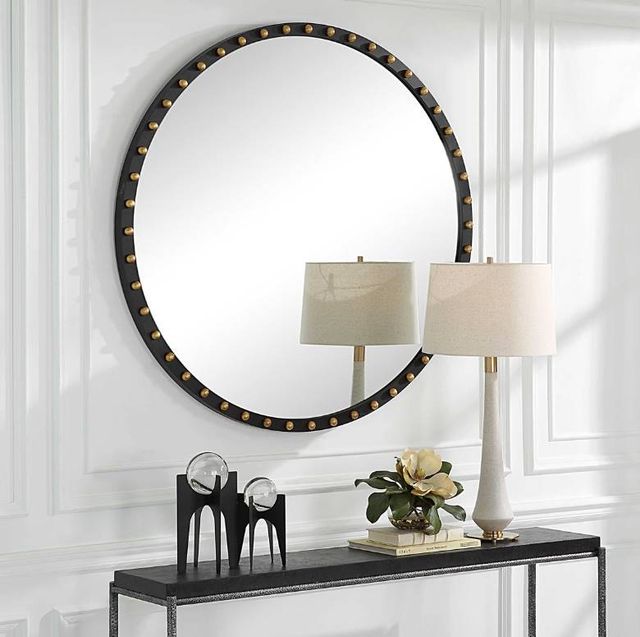 Uttermost® Sele Matte Black Oversized Round Mirror-2