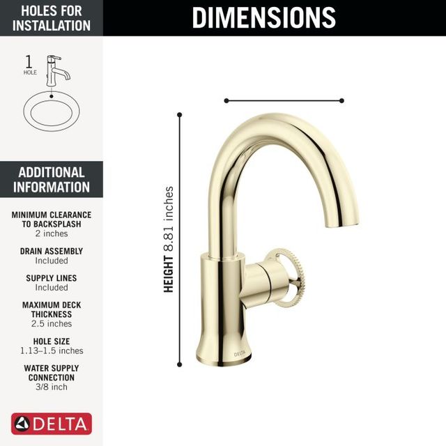 Delta Trinsic® Polished Nickel 9" Single Handle Wheel Bathroom Faucet-3
