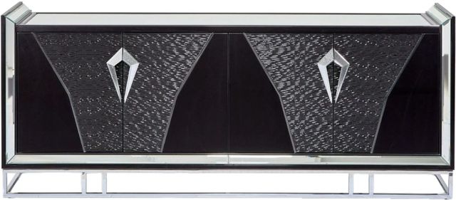 Michael Amini® Carmela Glossy Charcoal Sand Console Table-2