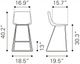 Zuo® Adele Black and Gold Bar Chair-3