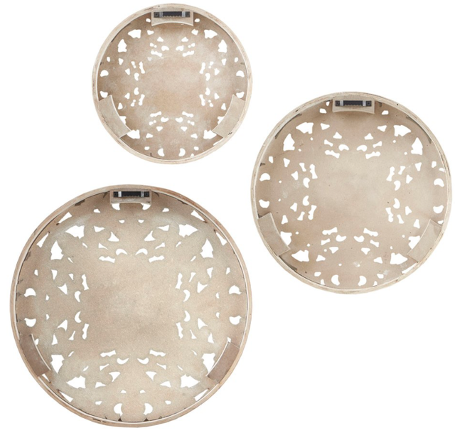Olliix by Madison Park Medallion Trio 3 Natural/White Wood Wall Decoration Set-1