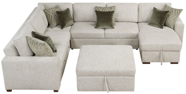 Homelegance® Isla 5-Piece Sand Modular Sectional with Reversible Chaise, Pull-out Bed and Ottoman-2