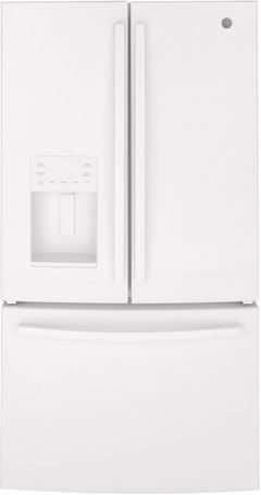 GE® 36 in. 25.6 Cu. Ft. High-Gloss White Freestanding French Door Refrigerator